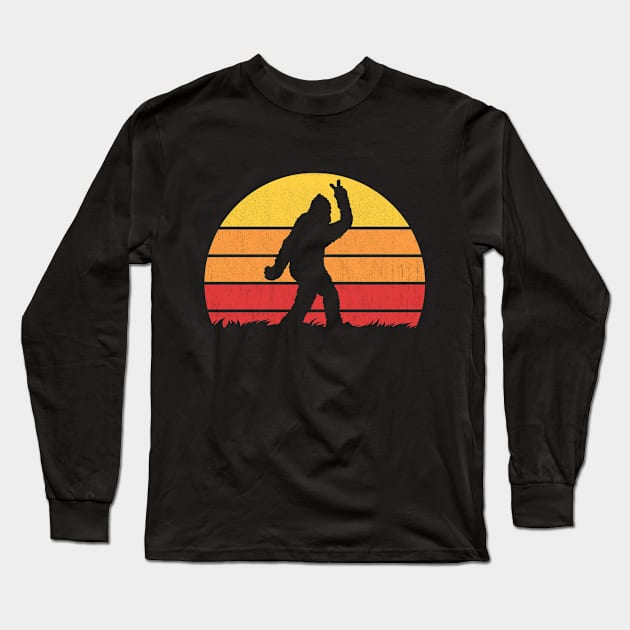 Bigfoot Vintage Retro Sunset Long Sleeve T-Shirt by yoveon